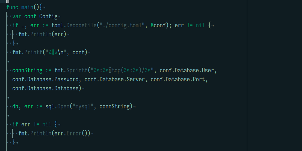 Golang TOML Configs Example MySQL Connection