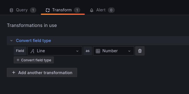 grafana transform field type to number
