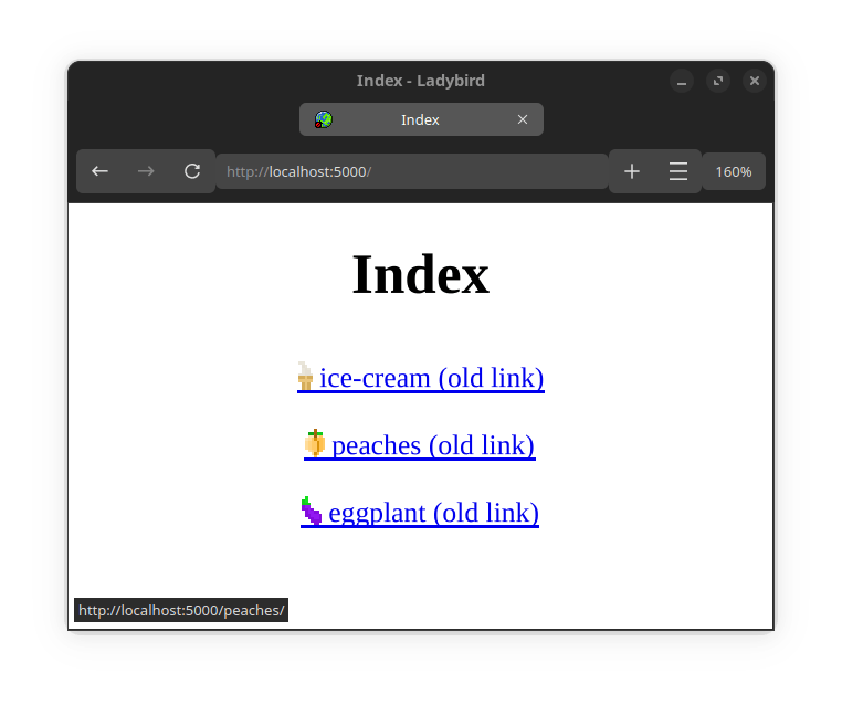 ladybug browser showing example page