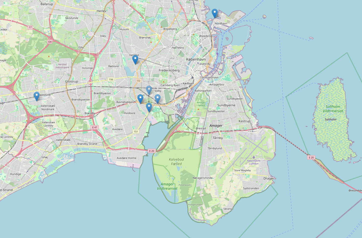 a screenshot of the mesh map with very few nodes