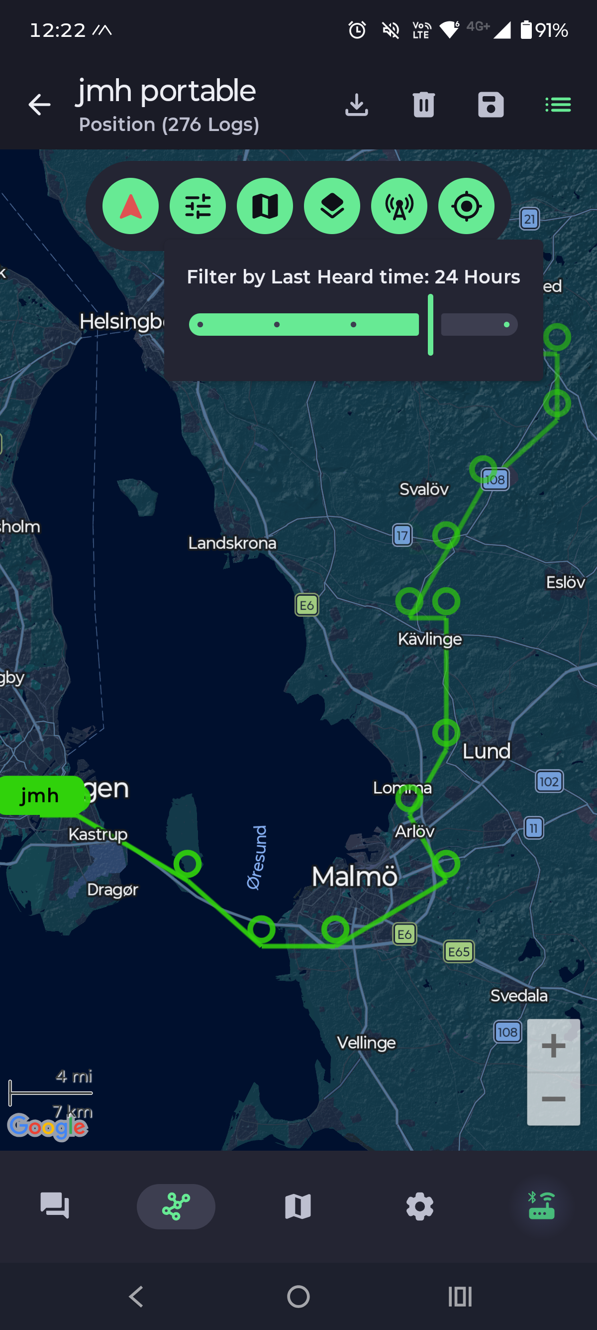 meshtastic android map with time filter